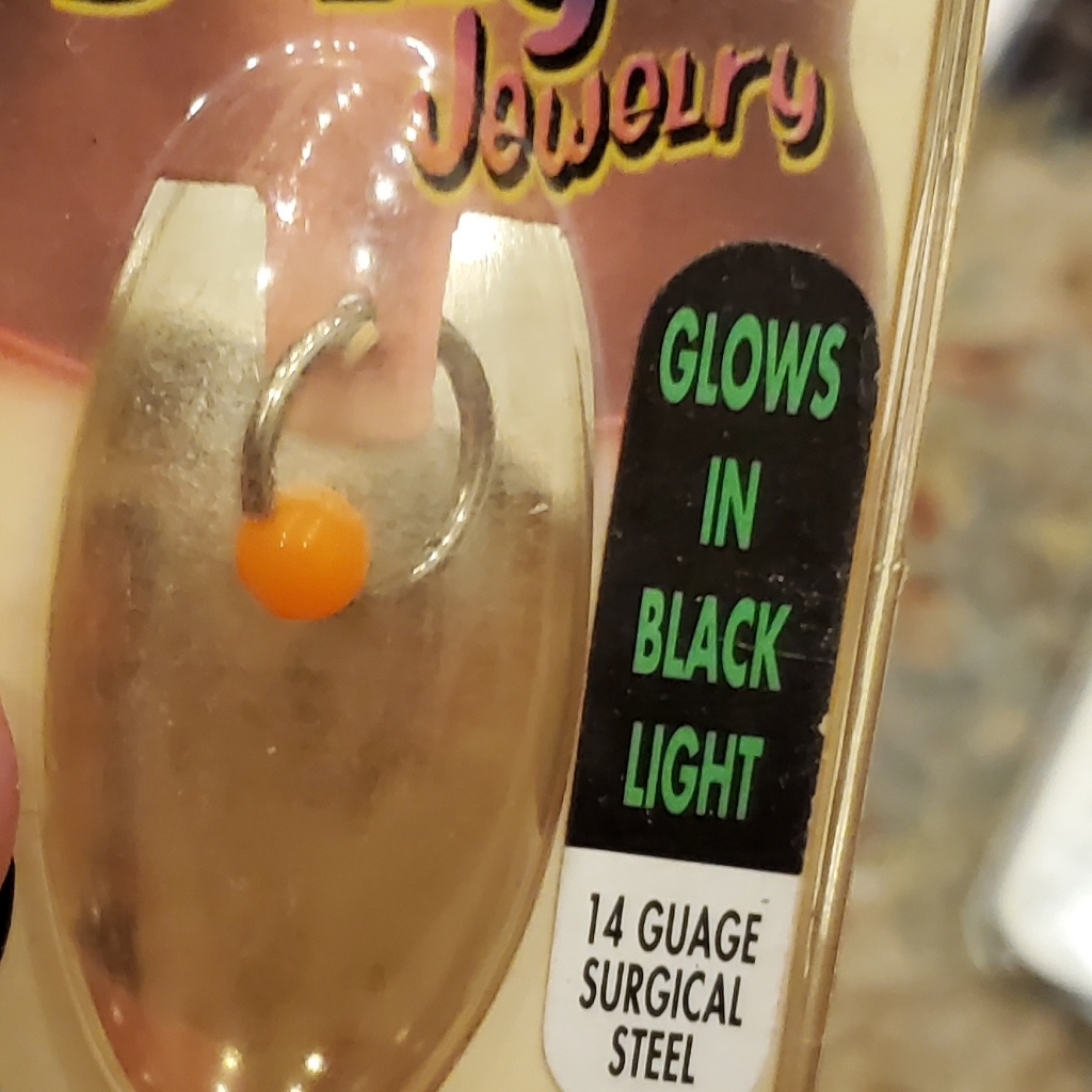14 Gauge Stainless Steel Belly Button Round Glow In The Blacklight Bead